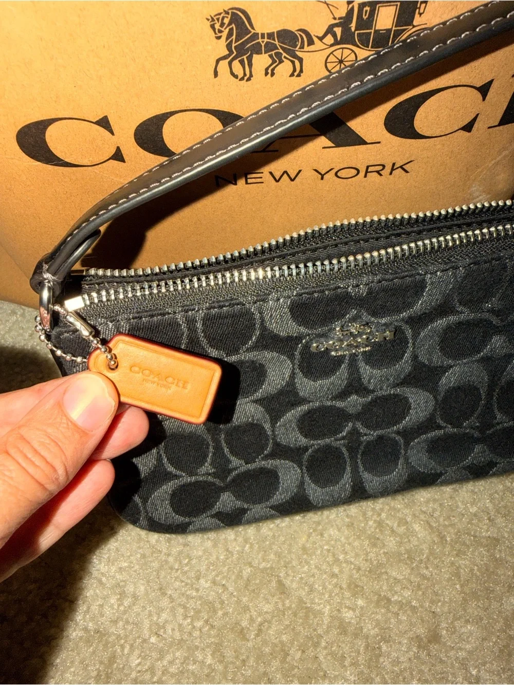 Coach Nolita 19 In Signature Black Denim Shoulder Bag Silver/Black CCZ48 NWT